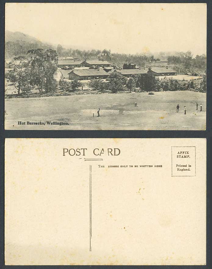 India Old Postcard Wellington Hut Barracks Military Barrack Cricket Game Players