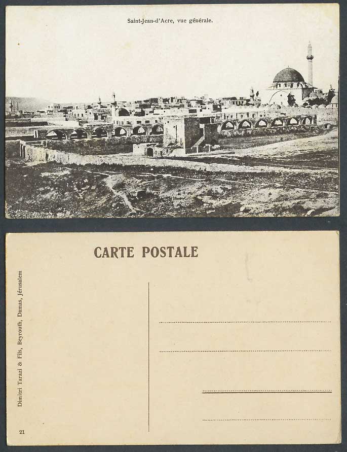 Palestine Old Postcard Saint-Jean-d'Acre Vue generale, General View Bridge Ruins