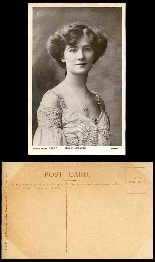 Actress MISS MILLIE LEGARDE Necklace Old Real Photo Postcard Philco Series 3050C