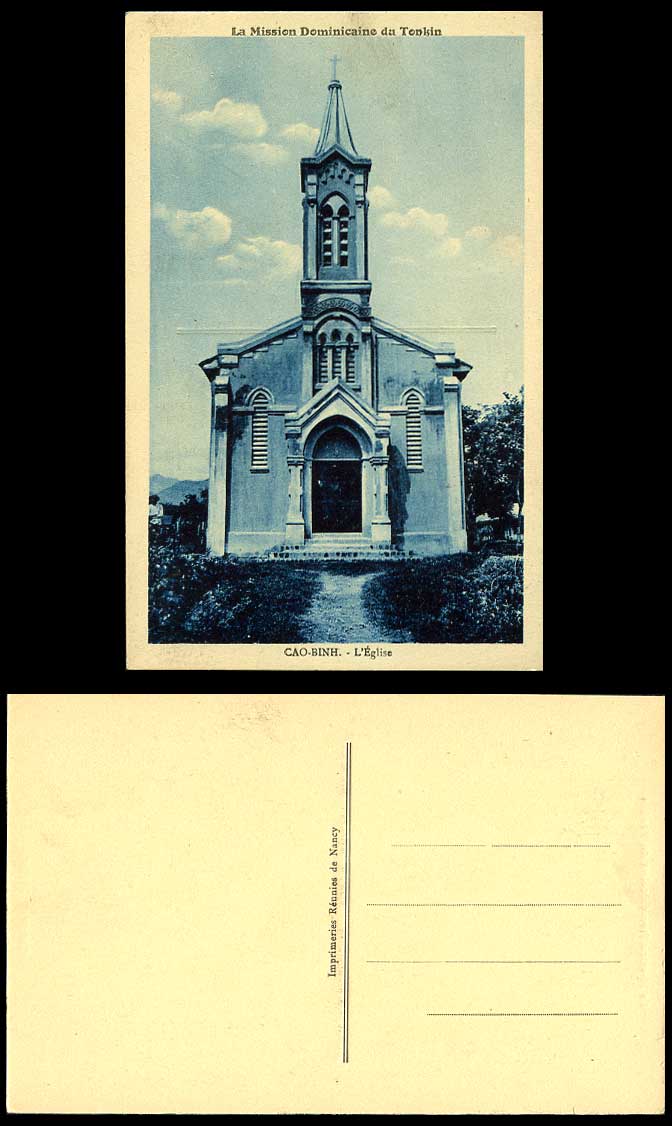 Indochina Old Postcard Cao-Binh l'Eglise Church La Mission Dominicaine du Tonkin