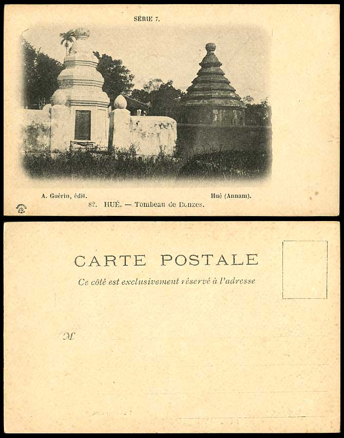 Indo-China Old U.B. Postcard Annam Hue Tomb Tombeau de Bonzes Pagoda A Guerin 82