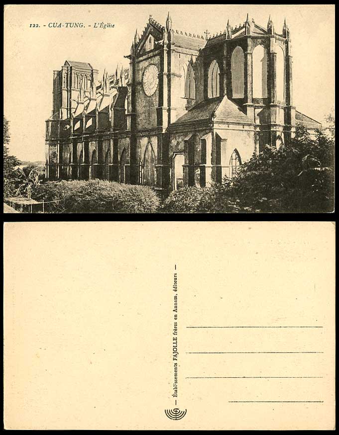 Indo-China Old Postcard Cua-Tung L'Eglise Church Cathedral, Fajolle freres Annam