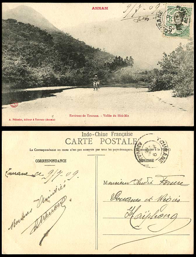 Indo-China 1909 Old Postcard Annam Tourane Vallee du Hoe-Mit Valley, River Scene