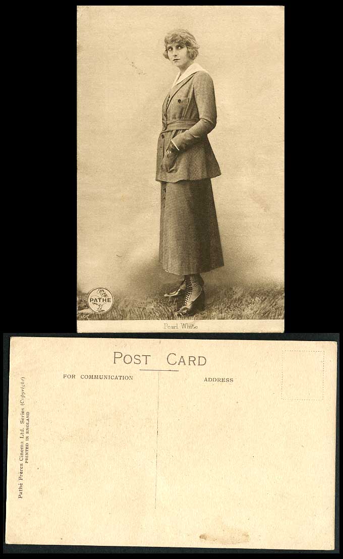 American Stage Actress Miss PEARL WHITE, Singer Star of Silent Film Old Postcard