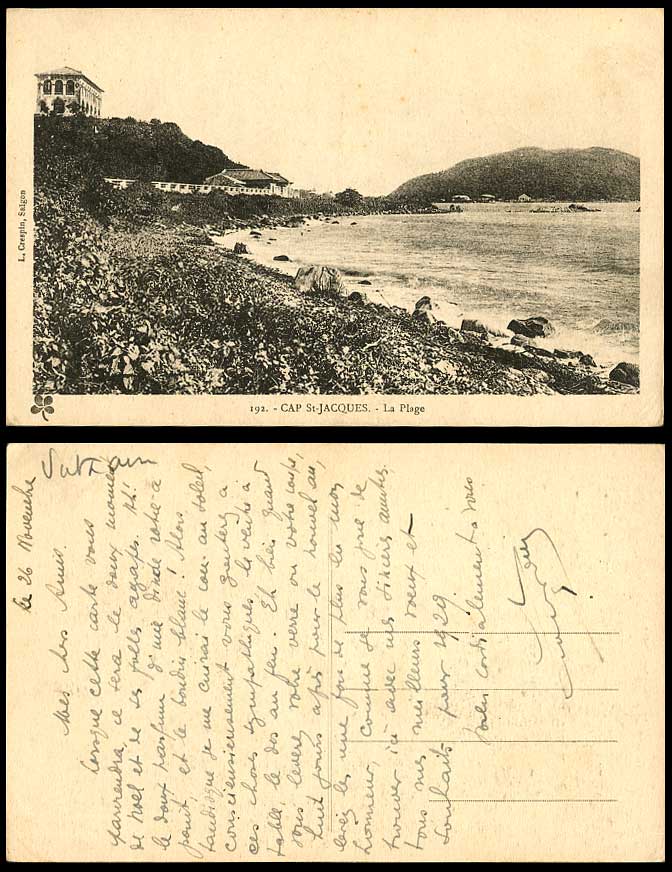 Indo-China Old Postcard Cochinchine Cap St Saint-Jacques La Plage Beach Panorama