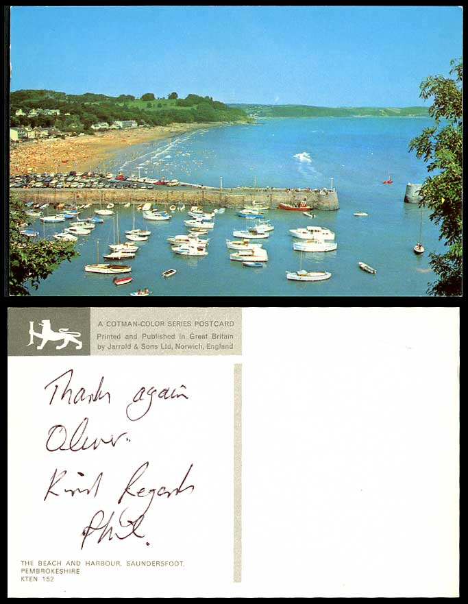 Saundersfoot, Beach Harbour Boats Yachts Pier Jetty Pembrokeshire Wales Postcard