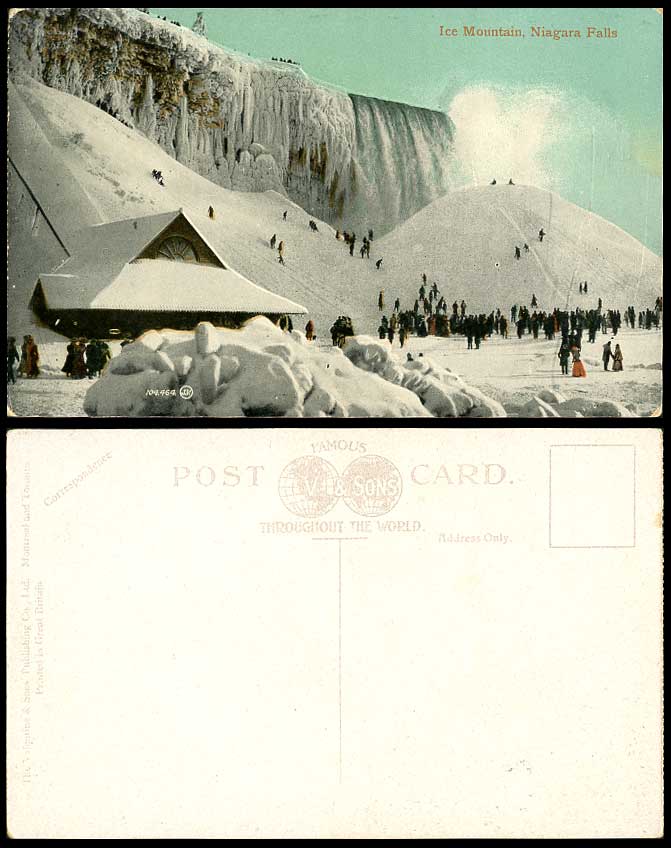 Canada Old Color Postcard Frozen Niagara Falls ICE MOUNTAIN Waterfalls in Winter