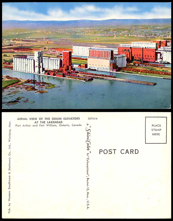 Canada Old Postcard Port Arthur Fort William Ontario Grain Elevators at Lakehead