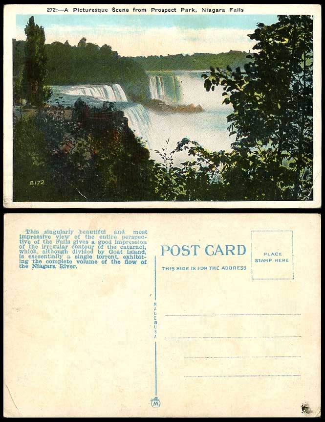 Canada Old Colour Postcard NIAGARA FALLS, Picturesque Scene from Prospect Park