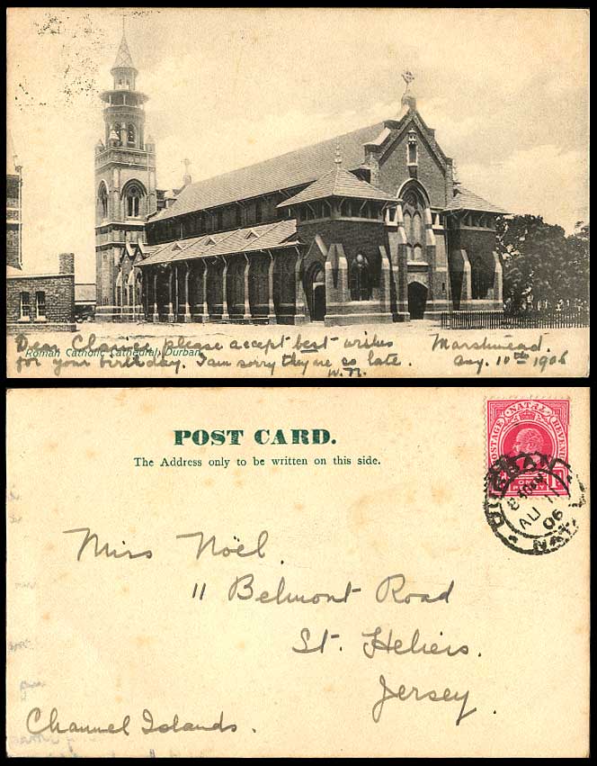 South Africa 1906 Old Postcard Durban Roman Catholic Cathedral Church Bell Tower