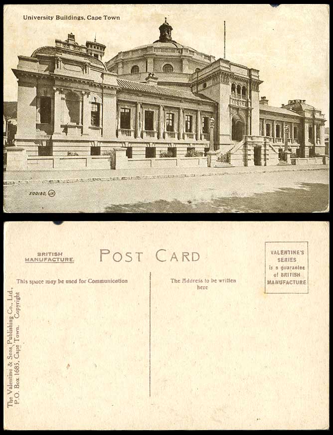 South Africa Old Postcard Cape Town University Buildings Street Scene Valentines
