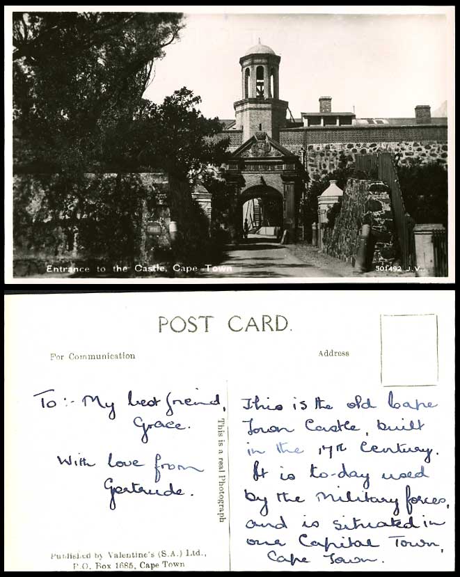 South Africa Cape Town Entrance Gate to The Castle Guard Old Real Photo Postcard