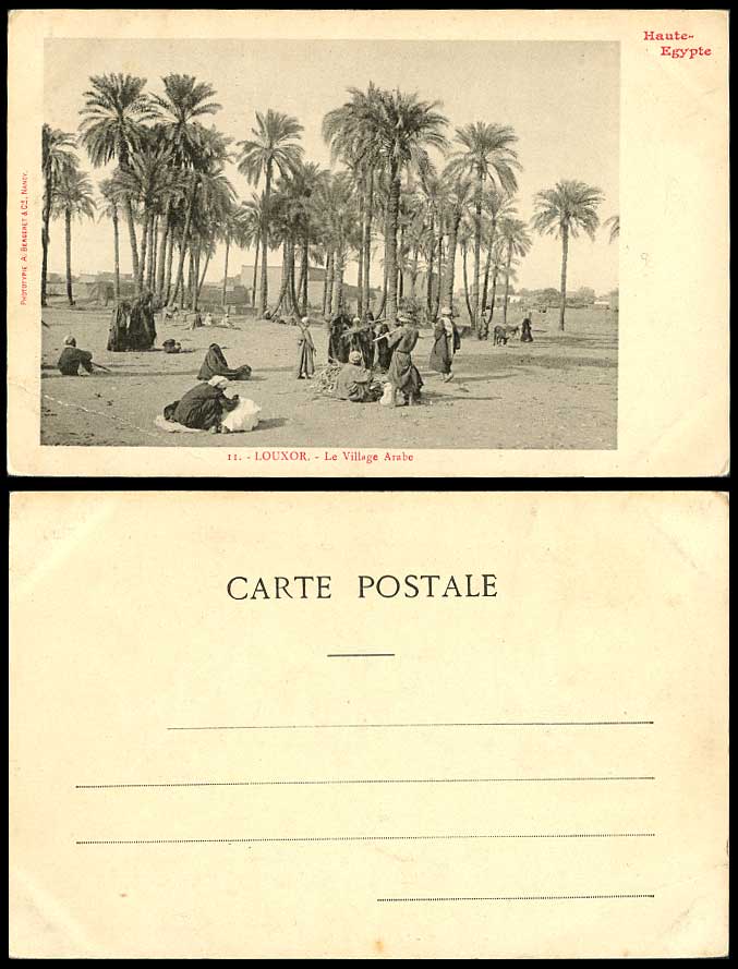 Egypt Old U.B. Postcard Luxor Louxor Arab Village Arabe Palm Trees Natives Group