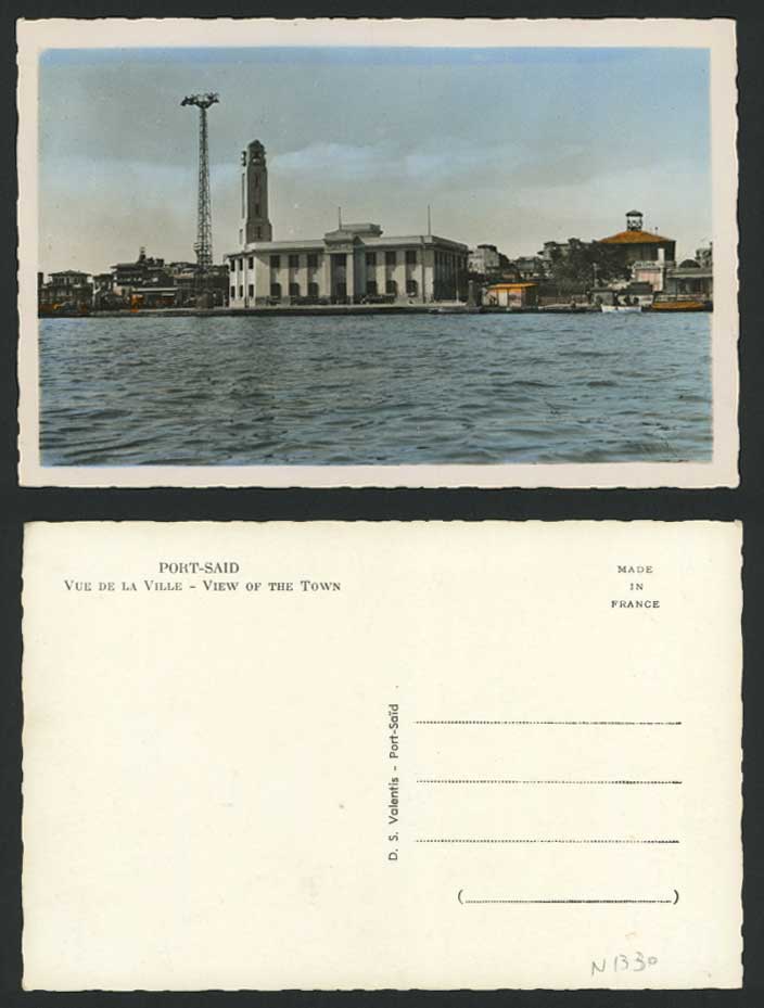 Egypt Old Handcoloured Postcard Port Said View of The Town, Police Station Tower