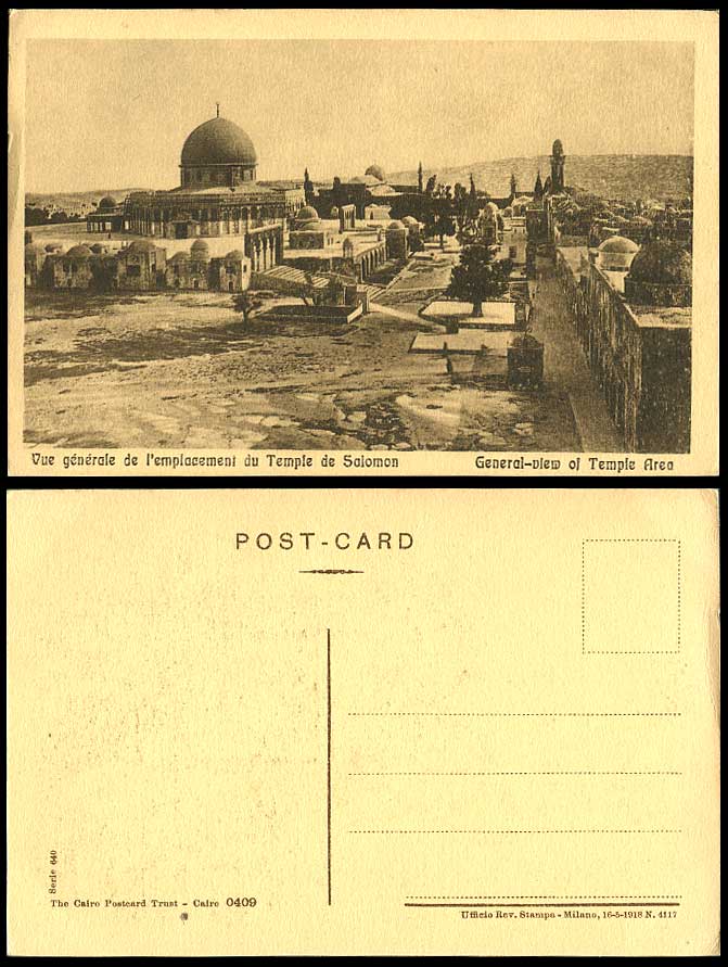 Palestine Old Postcard General View Solomon's Temple Area Emplacement du Solomon
