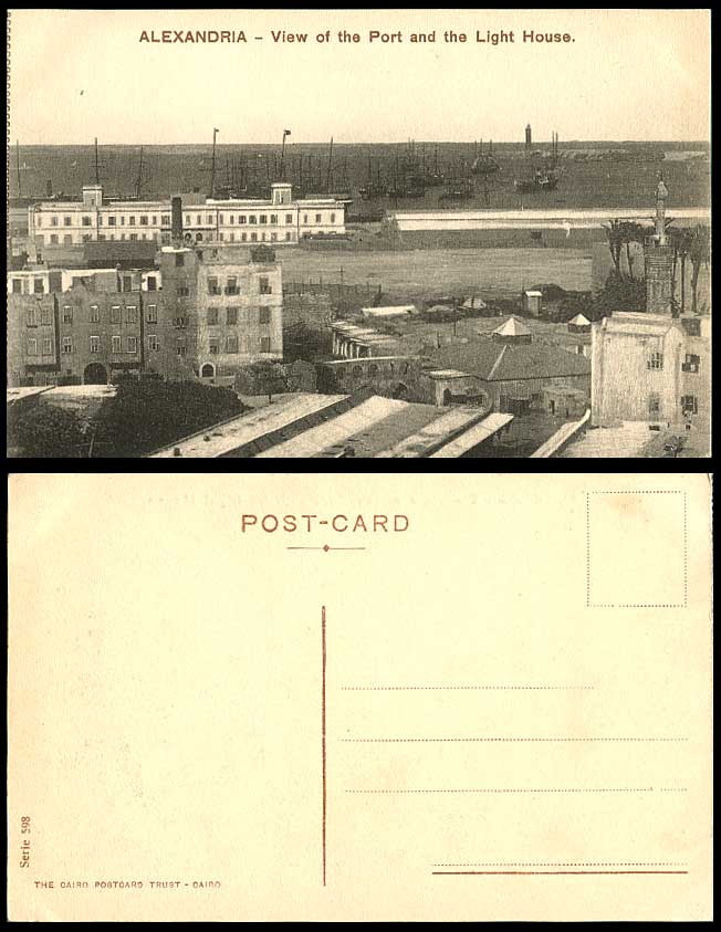 Egypt Old Postcard Alexandria Port Harbour View, Light House Lighthouse Panorama