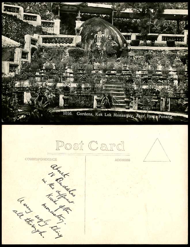 Penang Old Real Photo Postcard Gardens, Kek Lok Monastery, Ayer Itam Temple Pots