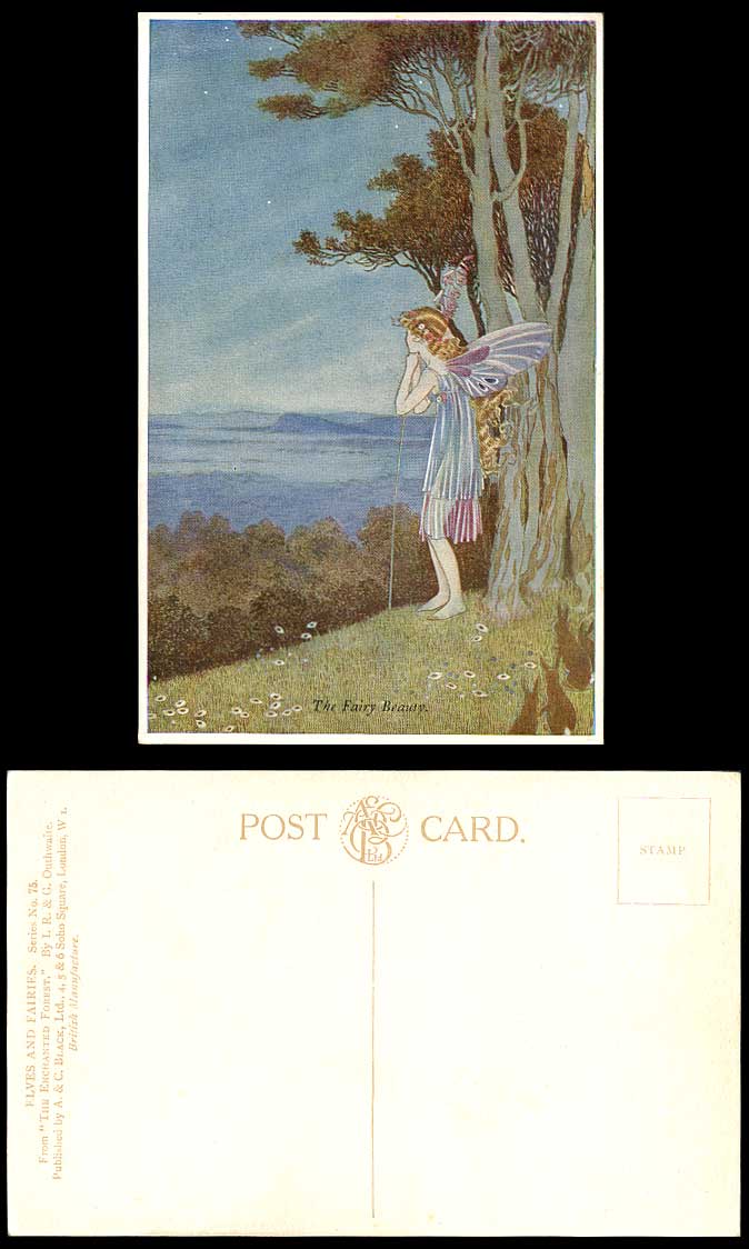 IR & G OUTHWAITE Old Postcard FAIRY BEAUTY Girl Elves & Fairies Enchanted Forest