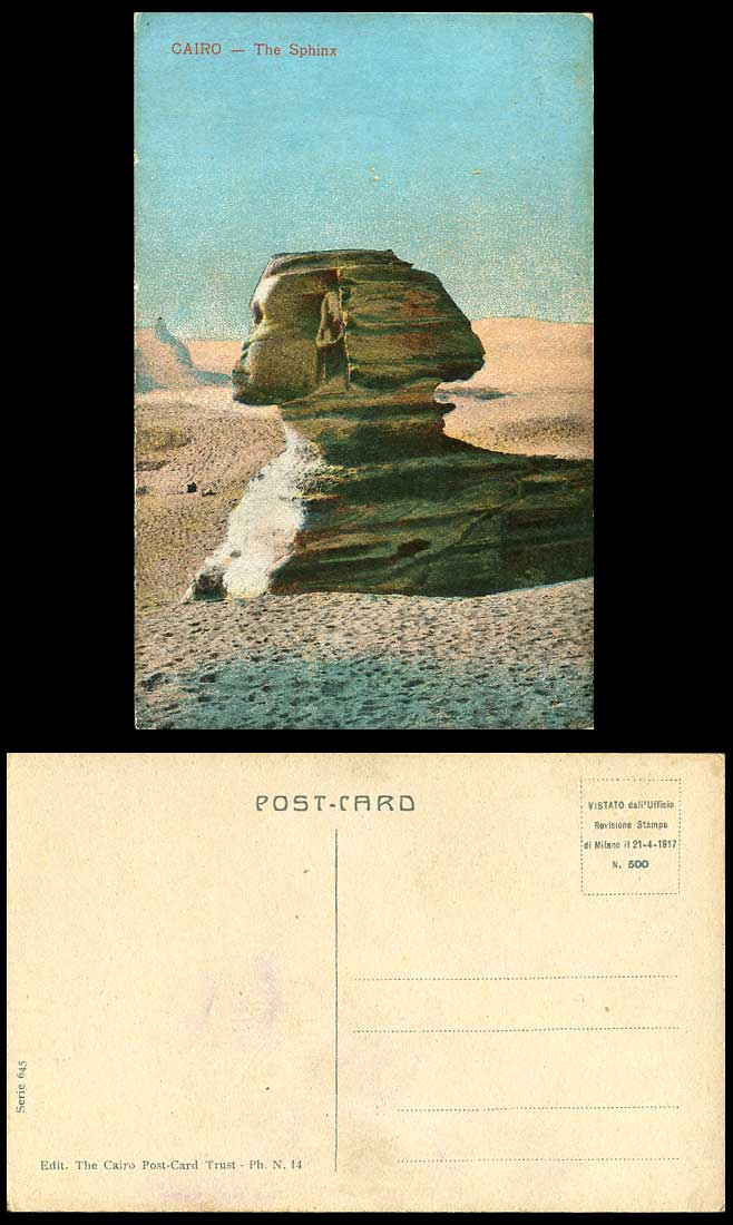 Egypt Old Colour Postcard Cairo Le Caire The Sphinx The Sphynx, Desert Serie 645