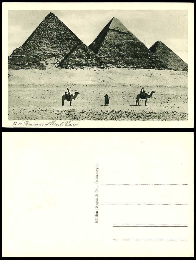 Egypt Old Postcard Cairo Pyramids of Gizeh Giza Camel Riders Camels, Zogos & Co.