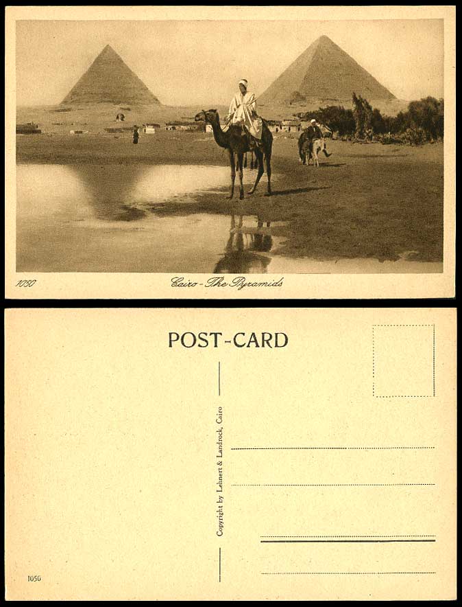 Egypt Old Postcard Cairo, Pyramids Giza Sphinx, Camel and Donkey Riders Le Caire