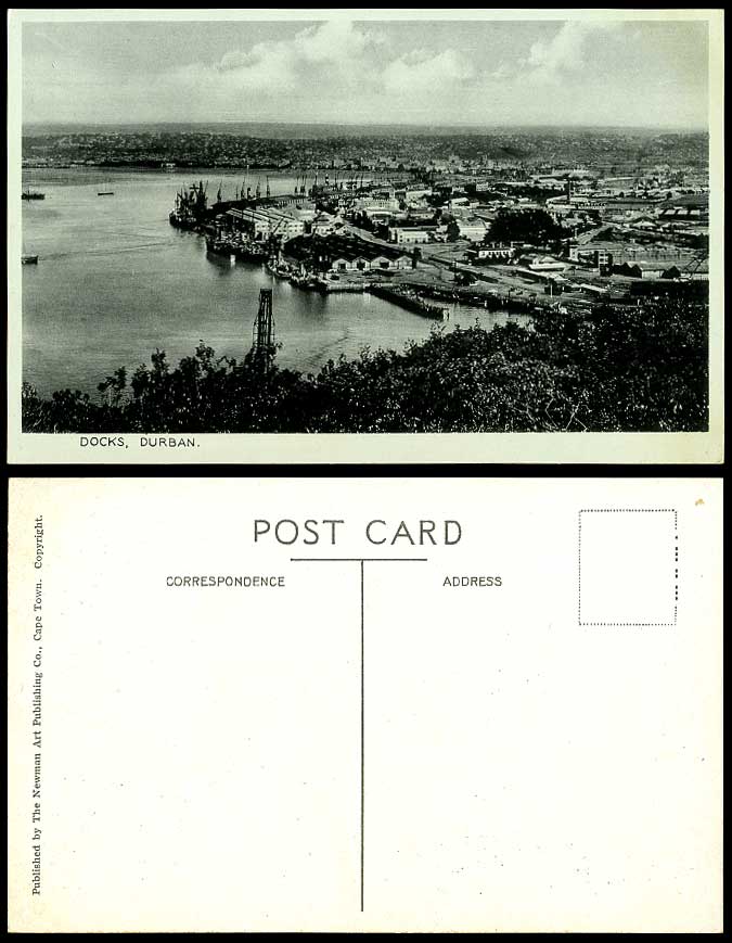 South Africa Old Postcard DURBAN DOCKS Harbour Ships Boats Panorama Piers Jetty