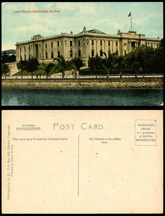 South Africa Old Postcard Law Courts, Esplanade, Durban Court of Justice Cyclist