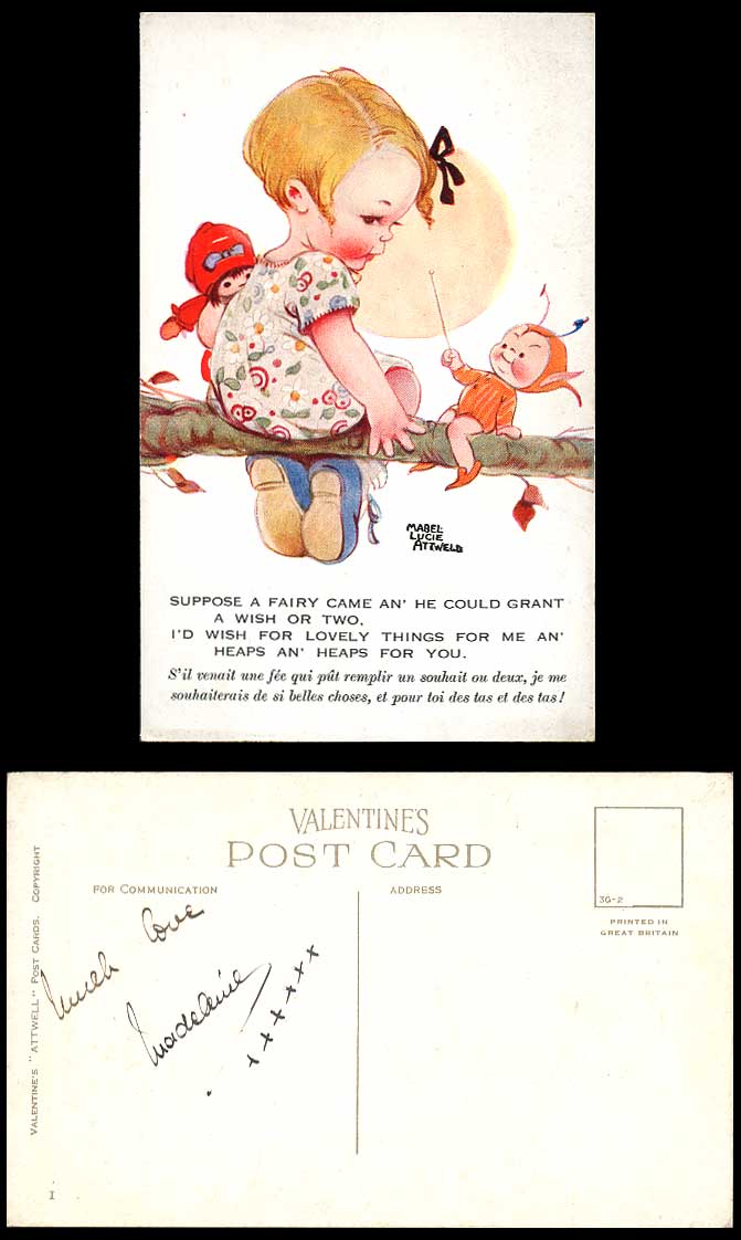 MABEL LUCIE ATTWELL Old Postcard Girl, Fairy Grant Wish Lovely Things You & Me I