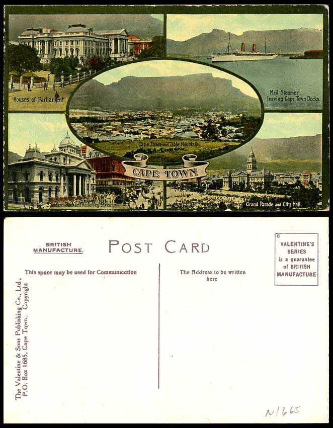 South Africa, Mail Steamer Leaving Cape Town Docks, Adderley Street Old Postcard