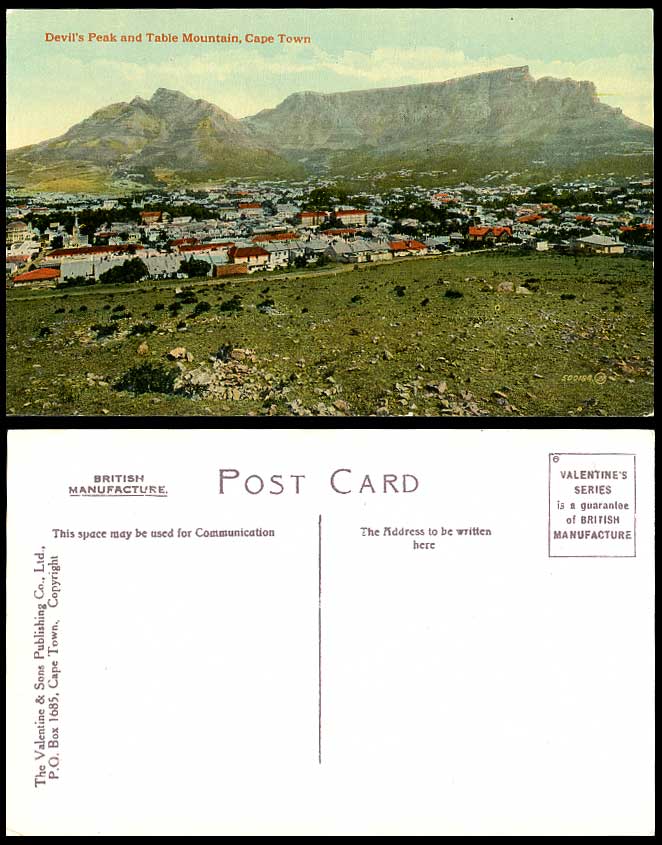 South Africa Old Colour Postcard Cape Town, Devil's Peak Table Mountain Panorama