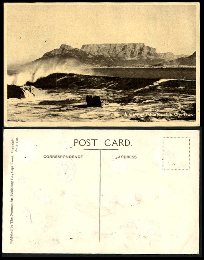 South Africa Old Postcard Cape Town A View of Table Mountain Rough Sea, Panorama