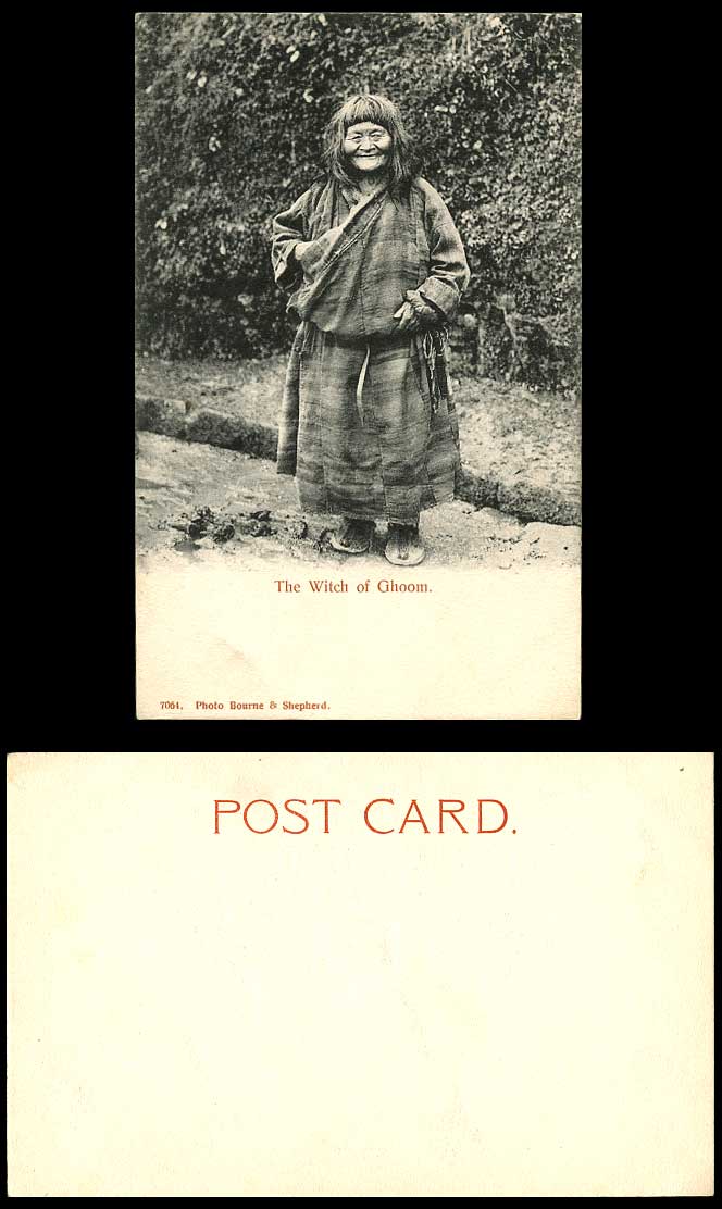 TIBET China c.1900 Old Postcard WITCH of GHOOM Tibetan Woman Costumes Darjeeling