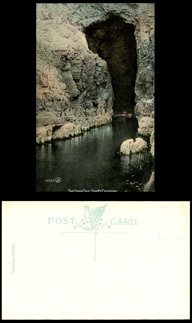 Northern Ireland Old Color Postcard The Grand Cave Giant's Causeway Boat Boating