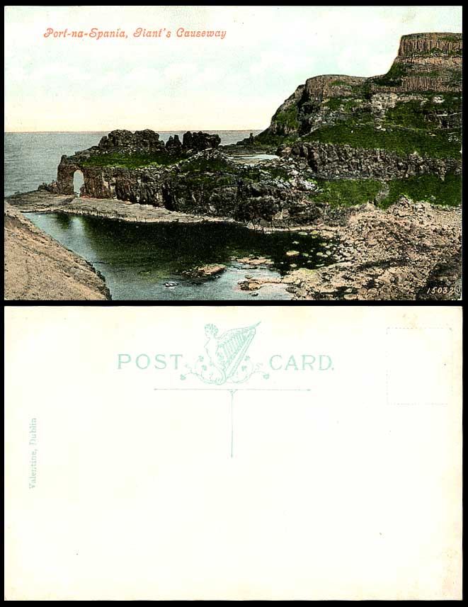 Northern Ireland Old Postcard Port-na-Spania Giant's Causeway Arched Rock Antrim