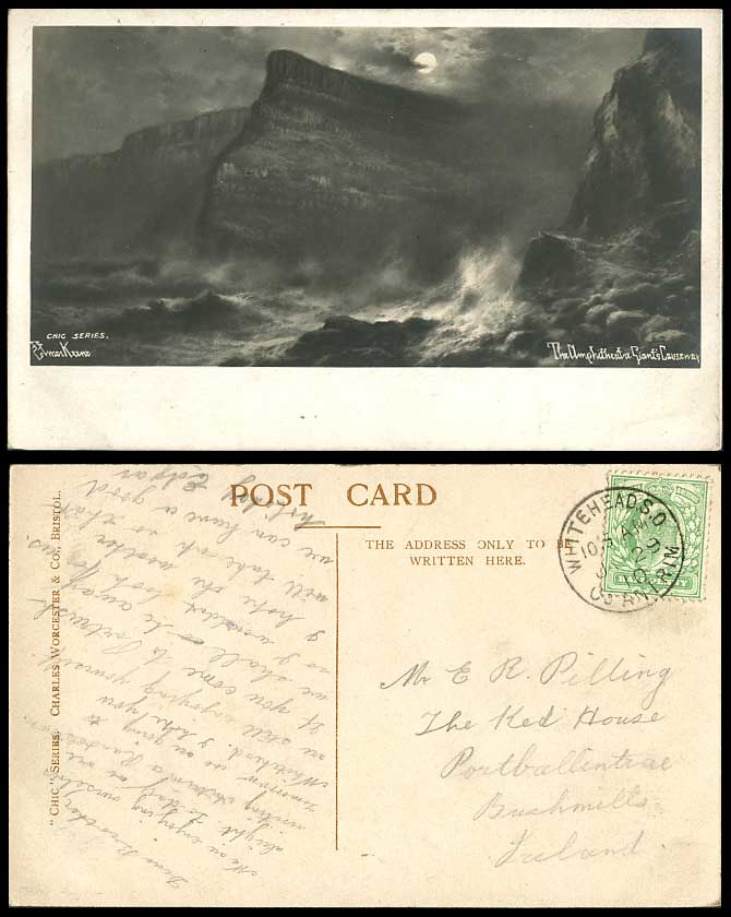 Northern Ireland 1910 Old Postcard Amphitheatre Giant's Causeway Elmer Keene ART