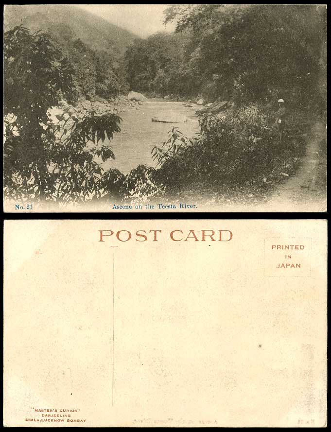 India Old Postcard A Scene on The Teesta River Panorama Rocks Master's Curios 21