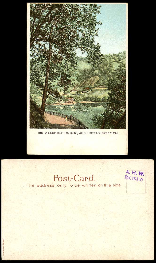India Old Colour Postcard The Assembly Rooms and Hotels NYNEE TAL Naini Tal Lake