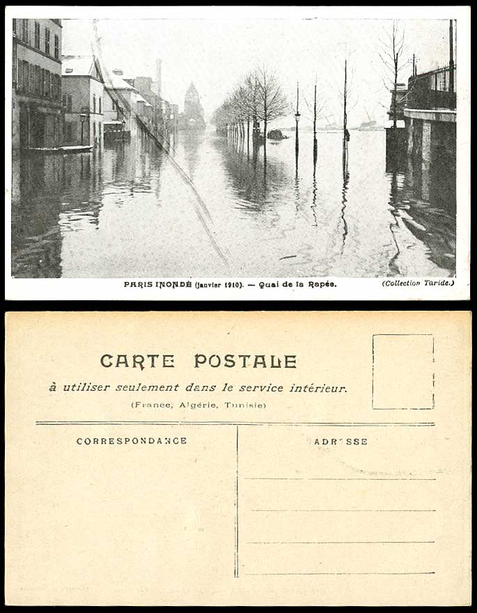 PARIS FLOOD 1910 Old Postcard Quai de La Rapee Quay Street - Collection Taride
