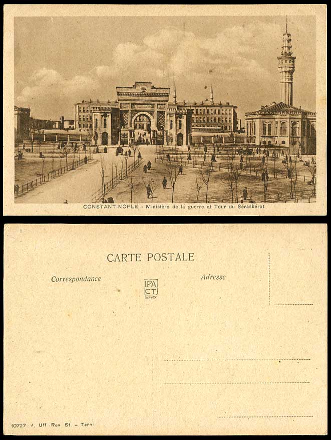 Turkey Constantinople Old Postcard Ministry of War, Seraskerat Tower Seraskerat