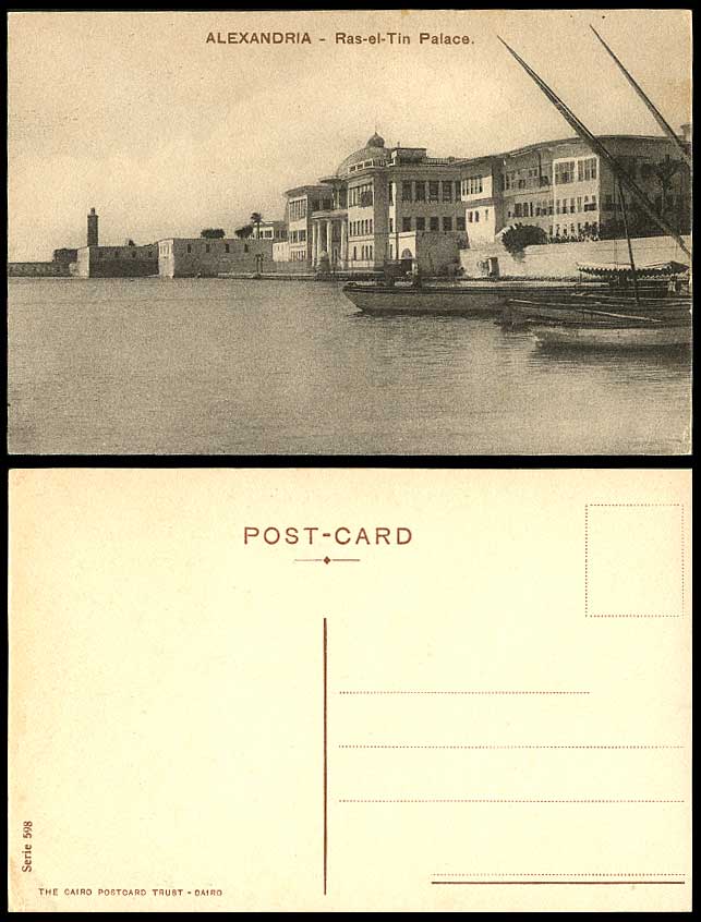 Egypt Old Postcard Alexandria Ras-el-Tin Palace Alexandrie Palais Boats Panorama