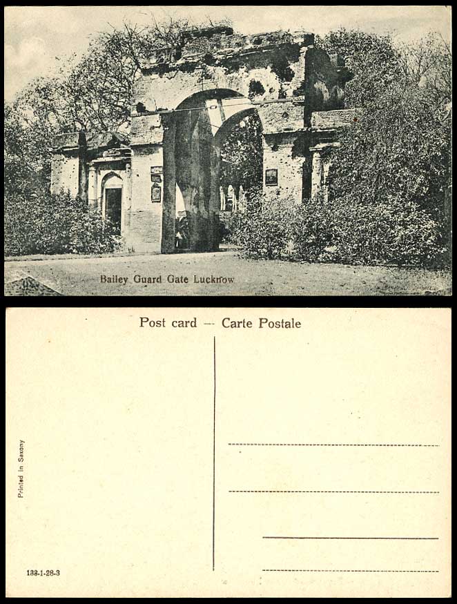India Old B/W Postcard The Bailee Bailey Guard Gate, Lucknow, Ruins, 138-1-28-3