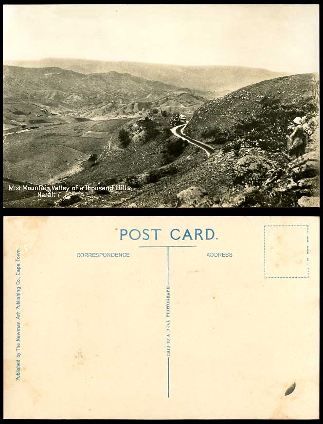South Africa Mist Mountain Valley of 1000 a Thousand Hills NATAL Old RP Postcard
