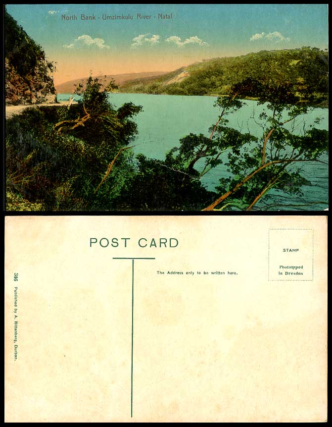 South Africa Natal Old Colour Postcard North Bank Umzimkulu River Scene Panorama