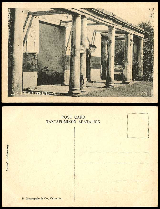 India Old Postcard Aitkens Post Lucknow Bailley Guard Gate D Macropolo & Co L271