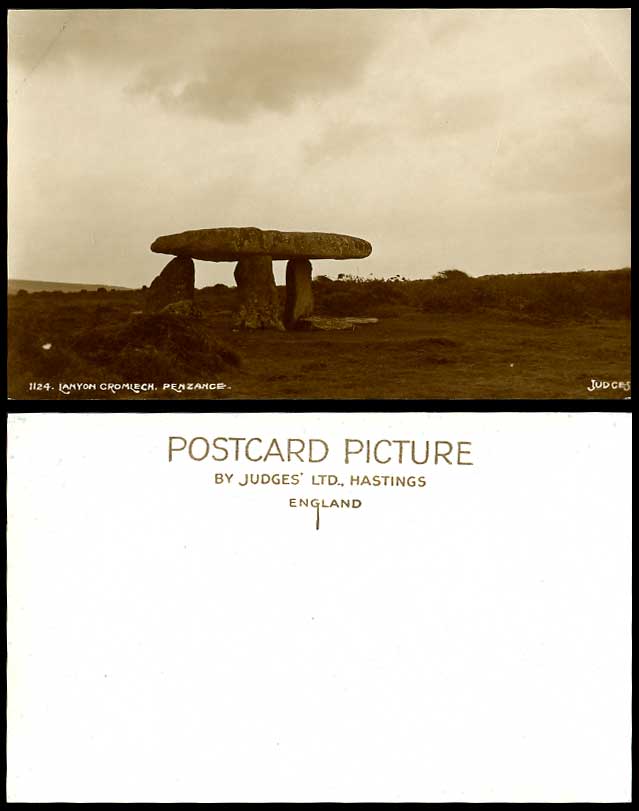 Cornwall Lanyon Cromlech Penzance Rocks Stones Judges' Ltd No. 1124 Old Postcard