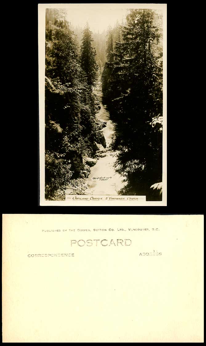 Canada 1907 Old Real Photo Postcard Capilano Canyon River Scene N Vancouver B.C.