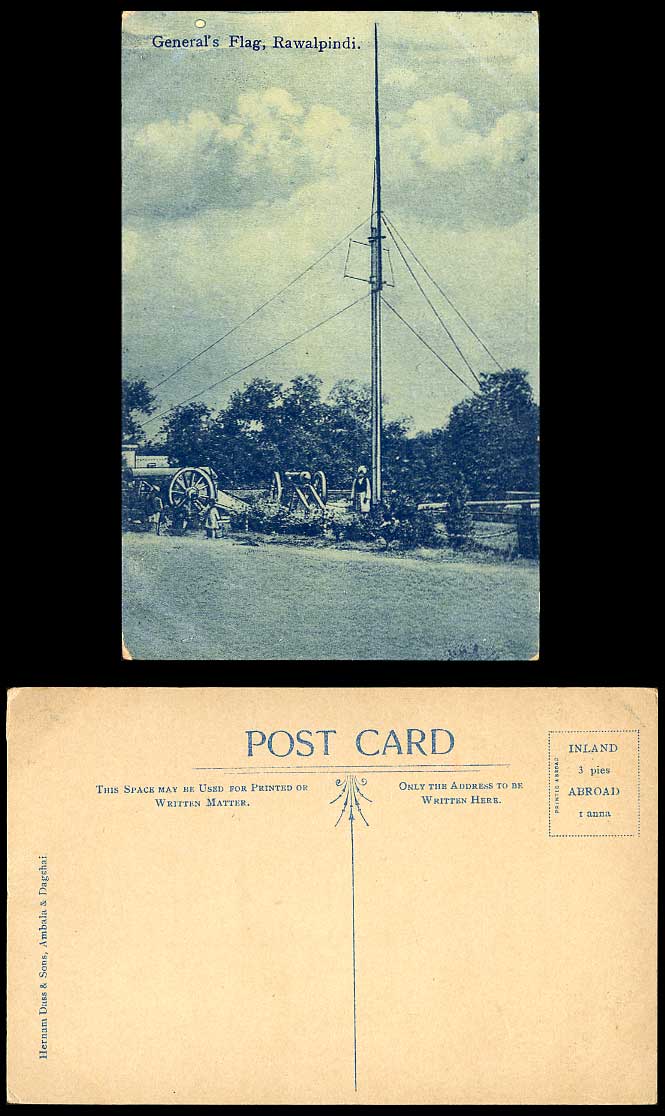 Pakistan Old Postcard RAWALPINDI General's Flag Cannon Rawal Pindi British India