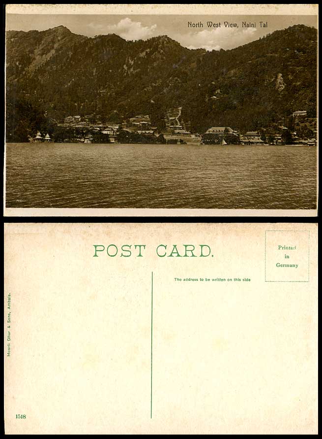 India Old Postcard North West View of Nainital Naini-Tal Naini Tal Lake Panorama