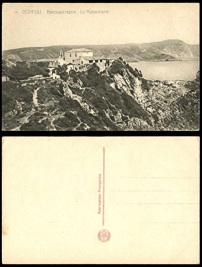 Greece Corfou Corfu Old Postcard Palaiokastritsa Monastery Paleocastrizza Monast
