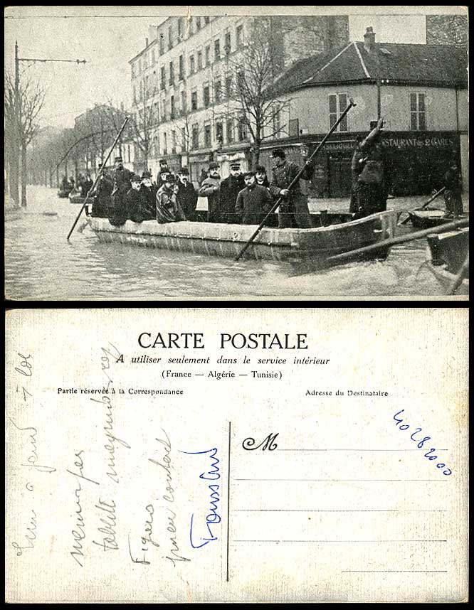 PARIS FLOOD 1910 Old Postcard M. Fallieres Briand Millerand Lepine Coutant, Ivry